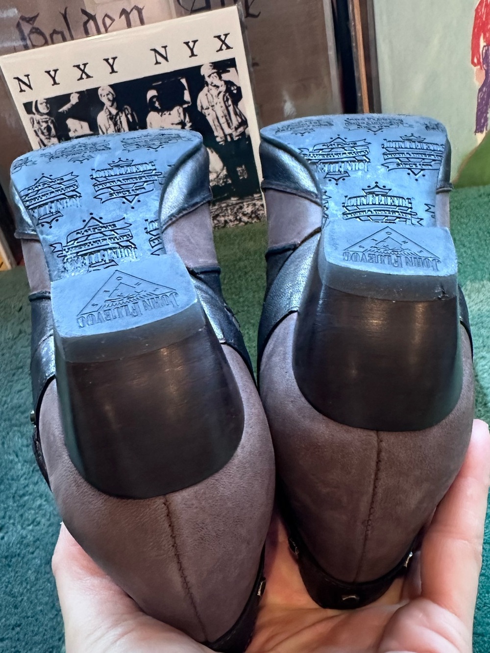Fluevog LIKE NEW Truth Spencer chocolate brown skull buckle mid-calf boot - 7 - Picture 16 of 16